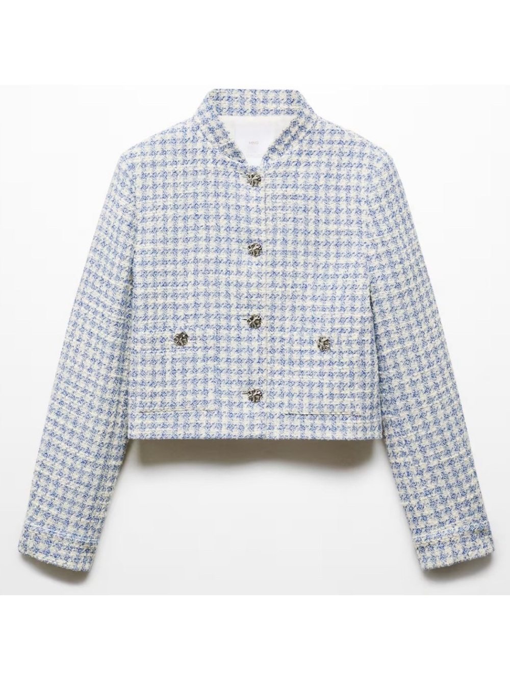 Mango Light Blue Tweed Blazer